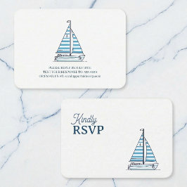 Tarjeta De Recepción Respuesta de cumpleaños de velero azul náutico