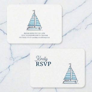 Tarjeta De Recepción Respuesta de cumpleaños de velero azul náutico