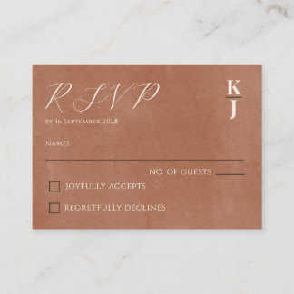 Tarjeta De Recepción Respuesta de RSVP de boda minimalista de terracota