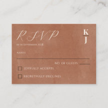 Respuesta de RSVP de boda minimalista de terracota