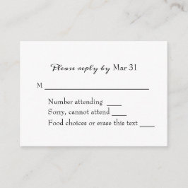 Tarjeta De Recepción Respuesta de treetops monocromáticos RSVP