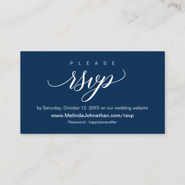 Tarjeta De Recepción Respuesta del sitio web RSVP en línea, boda (Anverso)
