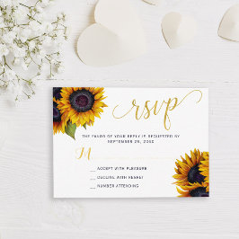 Tarjeta De Recepción Respuesta elegante de boda de girasoles rústicos