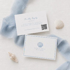 Tarjeta De Recepción Respuesta en línea para boda costera azul