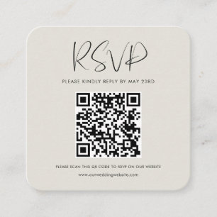 Tarjeta De Recepción Respuesta RSVP de código QR elegante y moderno de 