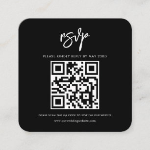 Tarjeta De Recepción Respuesta RSVP de código QR negro contemporáneo