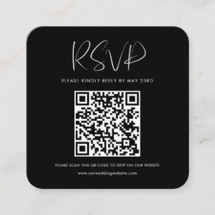 Tarjeta De Recepción Respuesta RSVP de código QR negro elegante y moder
