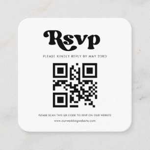 Tarjeta De Recepción Respuesta RSVP de código QR retro con estilo
