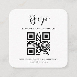 Tarjeta De Recepción Respuesta RSVP de código QR simple y elegante