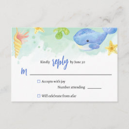 Tarjeta De Recepción Respuesta RSVP de Summer Under Sea Baby Shower