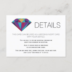 Tarjeta De Recepción Resumen de detalles del boda de joyas gemelas inse