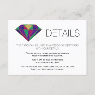 Tarjeta De Recepción Resumen de detalles del boda de joyas gemelas inse