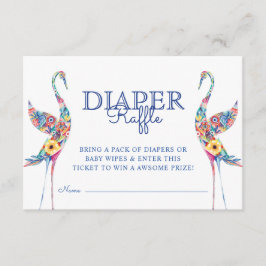 Tarjeta De Recepción Resumen de Florals Stork Birds Diaper Raffle Ticke