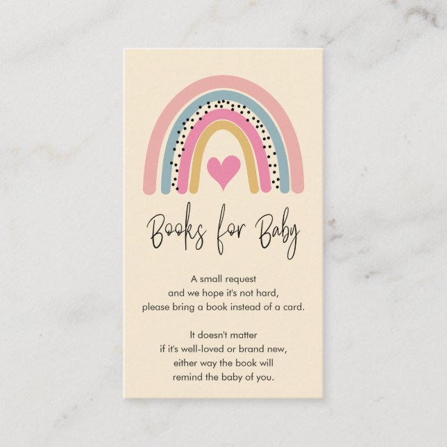 Tarjeta De Recepción Resumen de libros de Baby Shower sobre el arcoiris (Anverso)