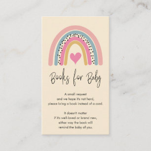 Tarjeta De Recepción Resumen de libros de Baby Shower sobre el arcoiris
