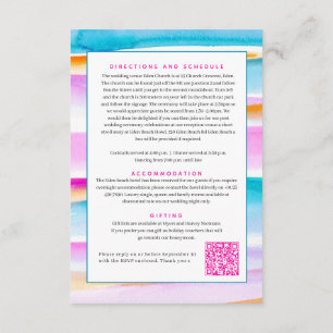 Tarjeta De Recepción Resumen de líneas de marea azul rosa boda código Q