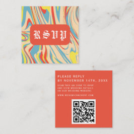 Tarjeta De Recepción Resumen de suero retro Monograma de código QR