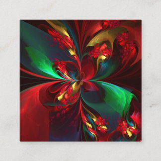 Tarjeta De Recepción Resumen floral moderno Patrón verde rojo del arte