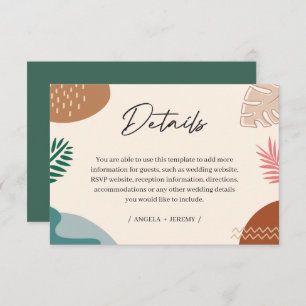 Tarjeta De Recepción Resumen geométrico Detalles del Boda tropical de v