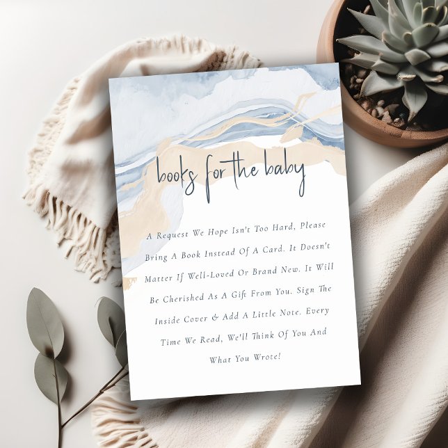 Tarjeta De Recepción Resumen Libros Costeros De Beige Azul Para Baby Sh (Subido por el creador)
