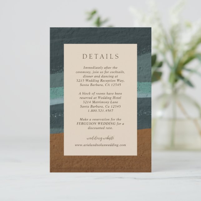 Tarjeta De Recepción Resumen Moda costera Boda moderno (Anverso de pie)