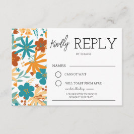 Tarjeta De Recepción Resumen moderno Flor silvestre brillante Boda RSVP