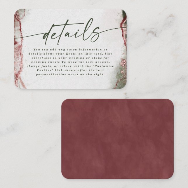 Tarjeta De Recepción Resumen moderno Terra Rosa Boda Rosa Detalles (Anverso / Reverso)