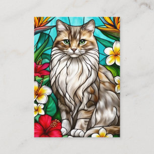 Tarjeta De Recepción Retrato de gato en vidrio emplomado Gato elegante
