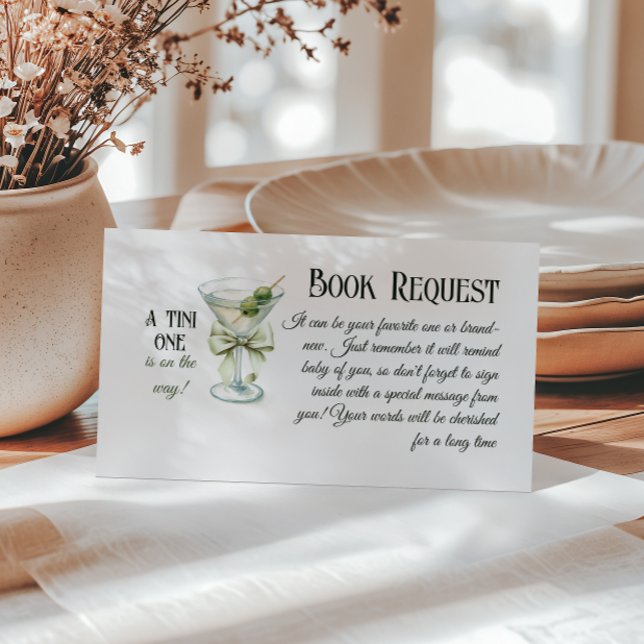 Tarjeta De Recepción Retro A Tini One Martini Book For Baby Shower Game (Subido por el creador)