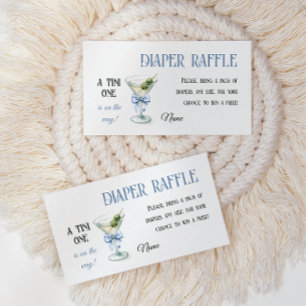 Tarjeta De Recepción Retro A Tini Un Martini Lazo Azul Niño Baby Shower