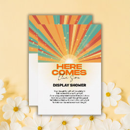 Tarjeta De Recepción Retro Aquí Viene El Baby Shower Del Hijo