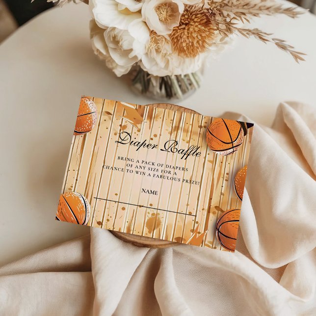 Tarjeta De Recepción Retro Basketball Baby Shower Diapper Raffle (Subido por el creador)