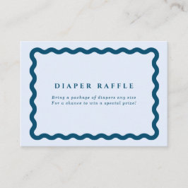 Tarjeta De Recepción Retro Blue Wavy Frame Baby Shower Diaper Raffle