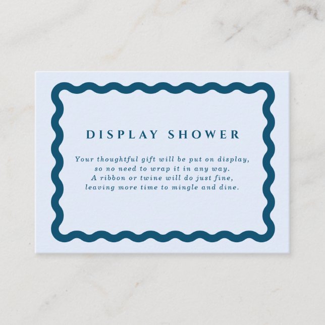 Tarjeta De Recepción Retro Blue Wavy Frame Baby Shower Display Shower (Anverso)