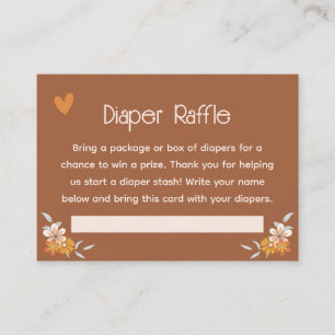 Tarjeta De Recepción Retro Boho Floral Baby Shower Diaper Raffle Card