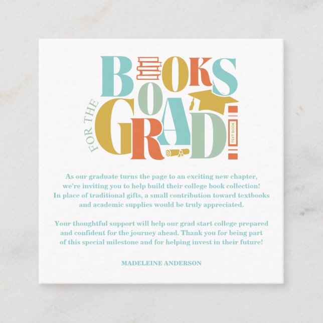 Tarjeta De Recepción Retro Books For The Grad Graduation Checkerboard (Anverso)