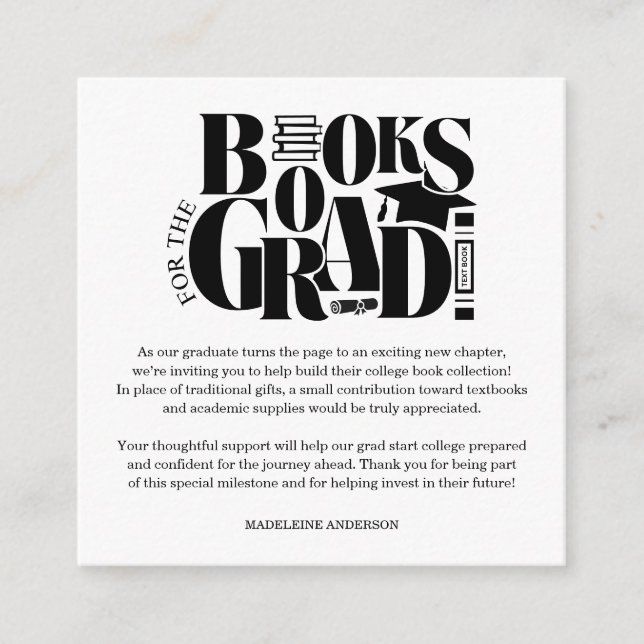 Tarjeta De Recepción Retro Books For The Grad Graduation Checkerboard (Anverso)