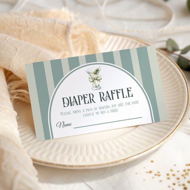 Tarjeta De Recepción Retro Bow Tini One Martini Baby Shower Pañal (Subido por el creador)
