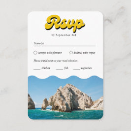 Tarjeta De Recepción Retro Cabo Boda Opción tradicional de comidas RSVP