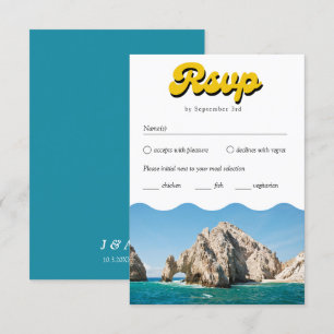 Tarjeta De Recepción Retro Cabo Boda Opción tradicional de comidas RSVP