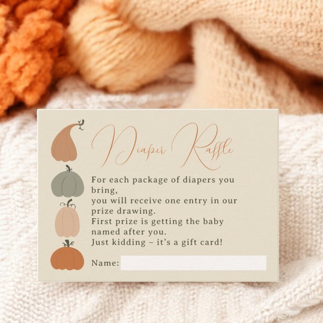 Tarjeta De Recepción Retro Caída moda Calabaza Baby Shower Diaper Raffl (Retro Fall chic Pumpkin Baby Shower Diaper Raffle Enclosure Card)
