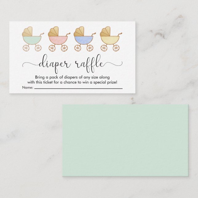 Tarjeta De Recepción Retro Carriages Diaper Raffle Baby Shower (Anverso / Reverso)