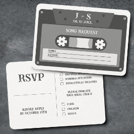 Tarjeta De Recepción Retro Cassette Tape Mix Song Request RSVP
