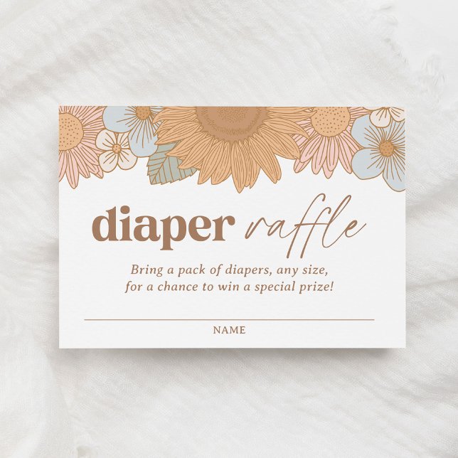 Tarjeta De Recepción Retro Chica de flores silvestres Baby Shower Diape (Subido por el creador)