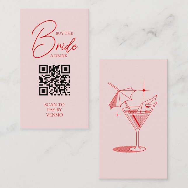 Tarjeta De Recepción Retro compra a la novia una bebida Bachelorette Có (Anverso / Reverso)