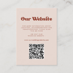 Tarjeta De Recepción Retro elegante Página web boda de código Rosa QR