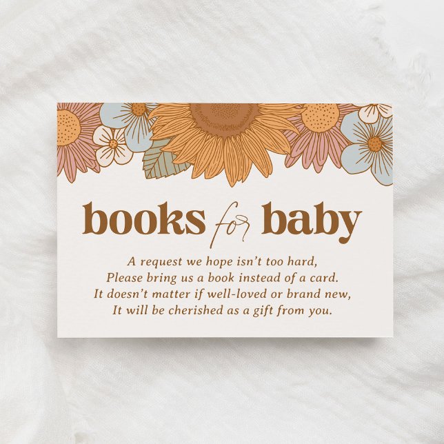 Tarjeta De Recepción Retro Floral Baby Shower Books para el bebé (Subido por el creador)