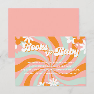 Tarjeta De Recepción Retro Groovy Baby Shower Books para el bebé