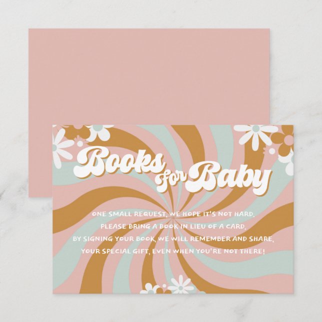 Tarjeta De Recepción Retro Groovy Baby Shower Books para el bebé (Anverso / Reverso)