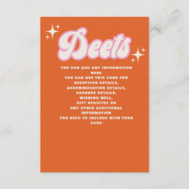 Tarjeta De Recepción Retro Groovy Boda rosa Naranja de marfil 70